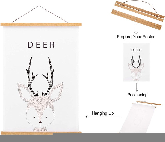 NEW 24" Wood Magnetic Poster Frame Hanger - photo 4