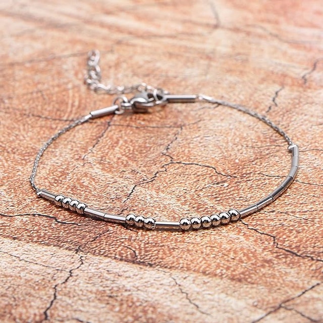 NEW JoycuFF Morse Code "Sister" Silver Bracelet