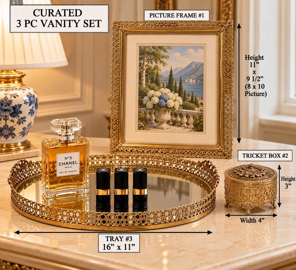 Vanity Set 3 Pc Vintage CURATED Filigree Set - photo 2