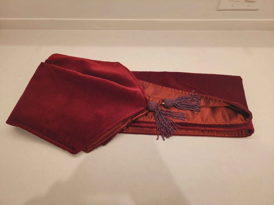 Reversible 70" Velvet & Satin Table Runner - Wine Red - photo 2