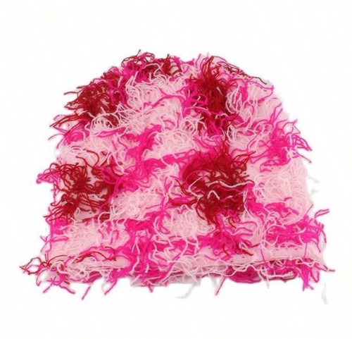 Women’s Knit Yarn Beanie Hat Multicolor Pink White Red Fringe