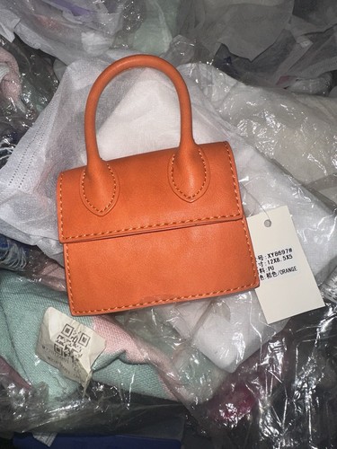 Orange Faux Leather Mini Top Handle Bag