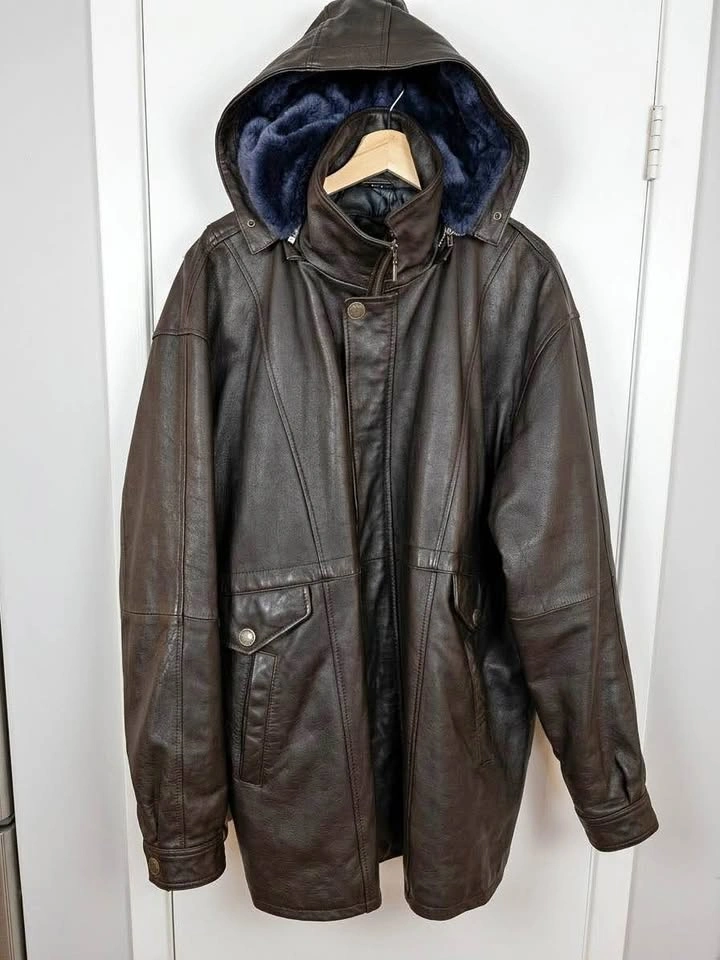 Vintage Men’s Genuine Leather Hooded Parka / Jacket – Size 2XL