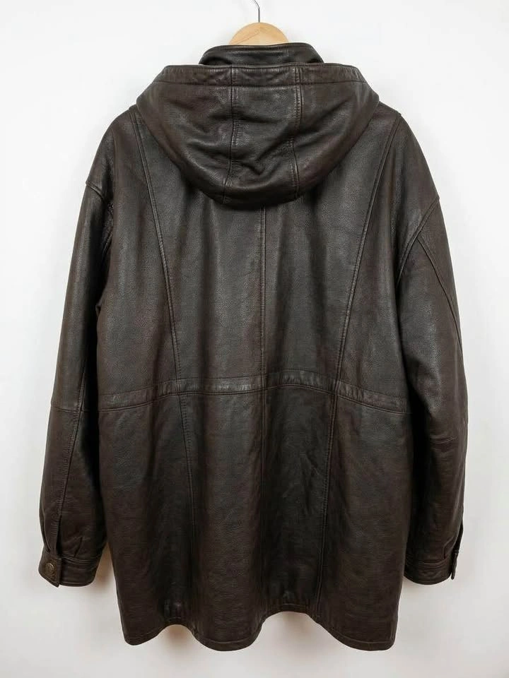 Vintage Men’s Genuine Leather Hooded Parka / Jacket – Size 2XL - photo 3