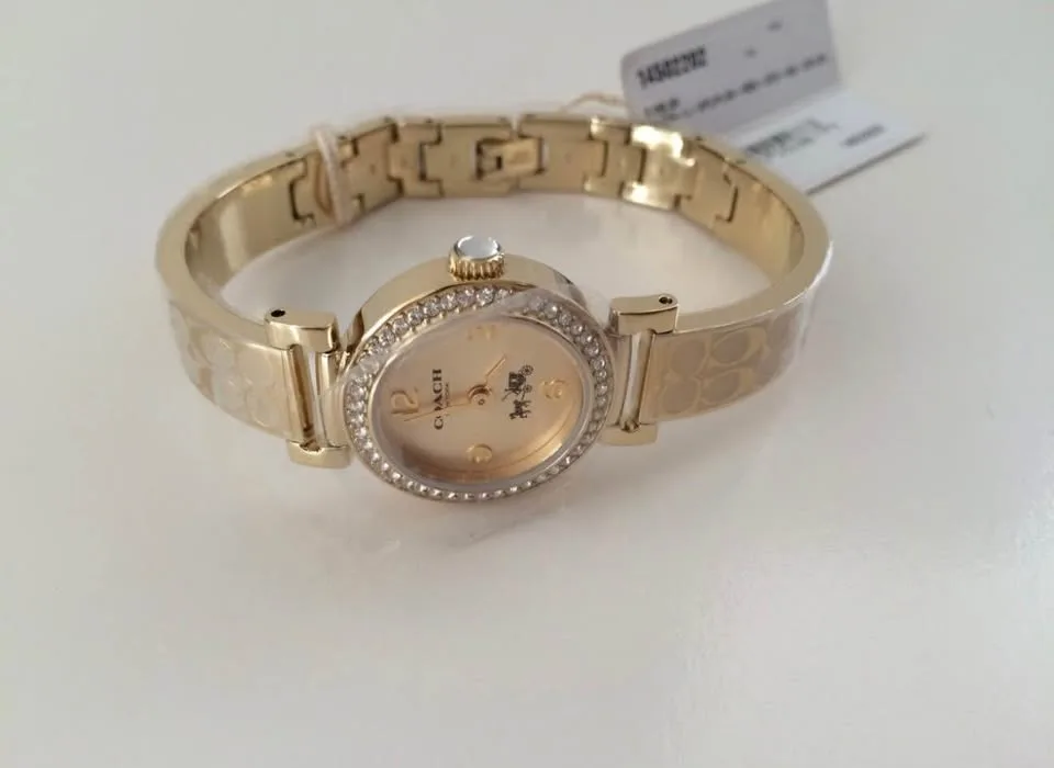 NWT COACH 'Madison' Gold-Tone Crystal Bangle Watch image indicator(7)