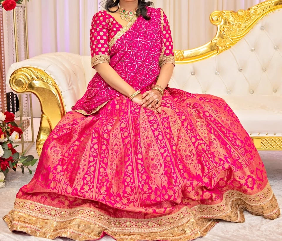 A perfect bollywood outfit- Hot pink banarsi lehenga