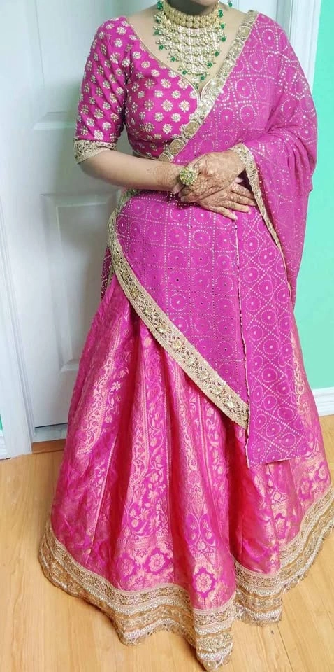 A perfect bollywood outfit- Hot pink banarsi lehenga - photo 2