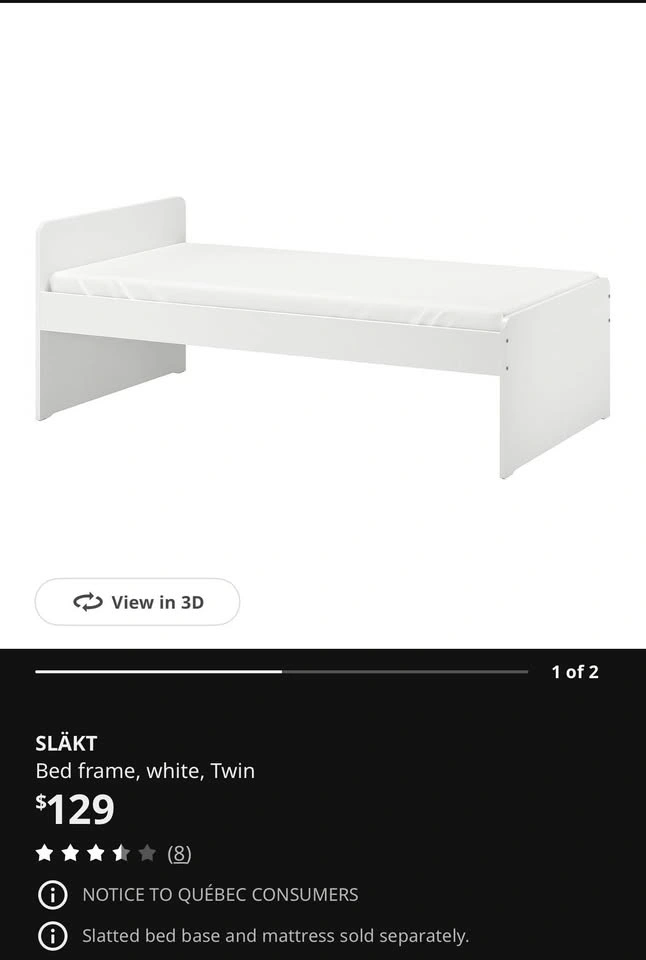 IKEA Släkt Twin Bed Frame with Luröy Slatted Base - photo 4