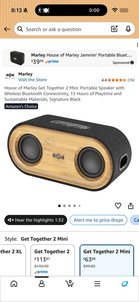 House of Marley Get Together 2 Mini Portable Bluetooth Speaker - photo 2