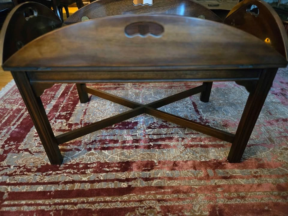 Vintage Solid Wood Drop-Leaf Butler Coffee Table - photo 3