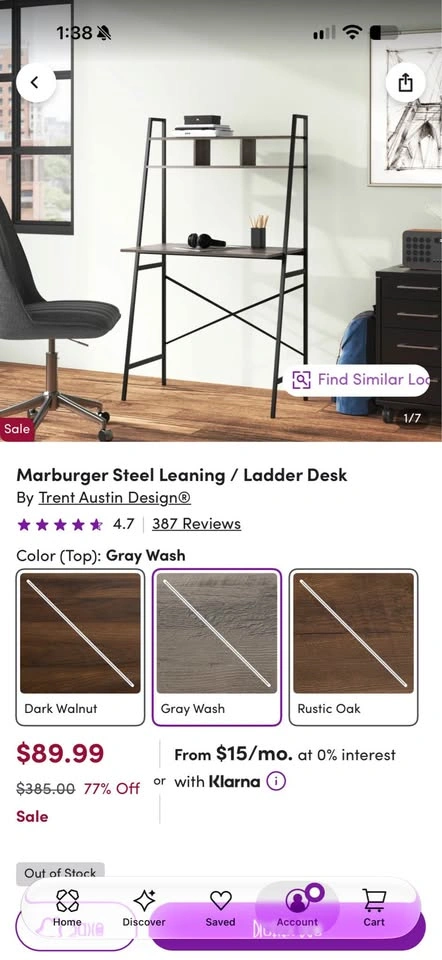 Modern Industrial Ladder Desk and Faux Leather Chair Set - photo 4