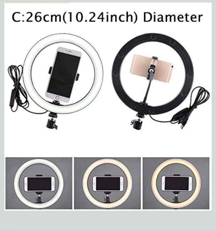 Ring Light 10", Dimmable with 3 Light Modes & 10 Brightness - photo 5