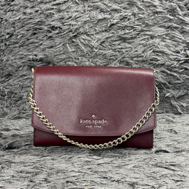 Kate spade Burgundy Saffiano Leather Chain Crossbody