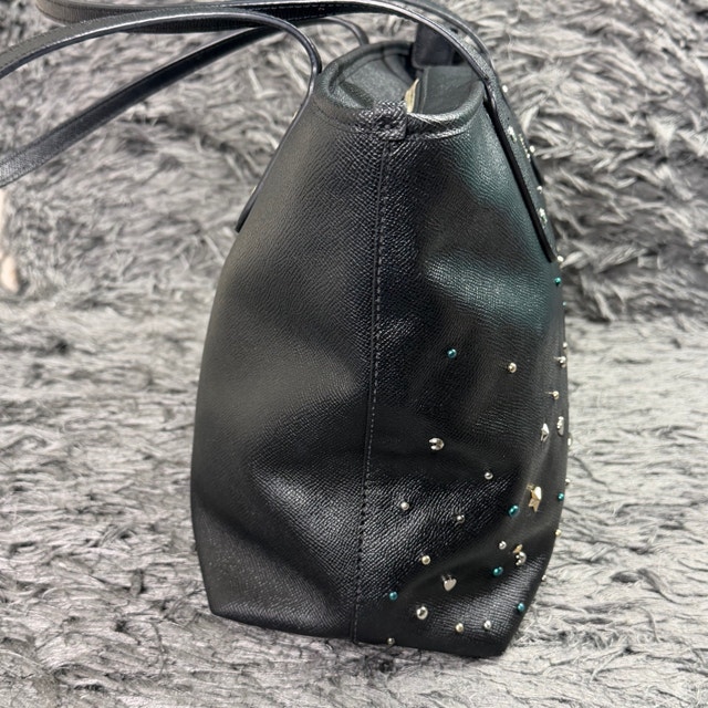 Coach Black Leather Star & Stud Embellished Tote - photo 5