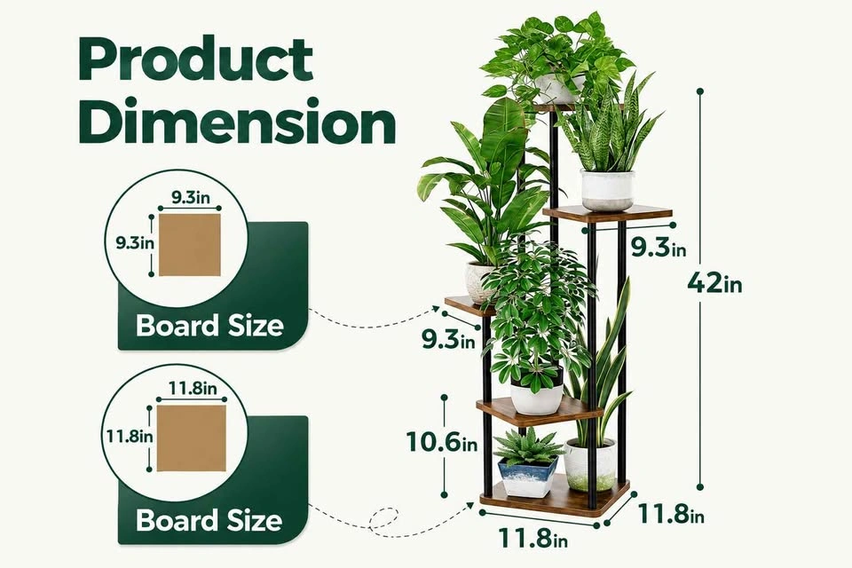 Brand New In Box 5-Tier Wood and Metal Indoor Plant Stand - photo 2