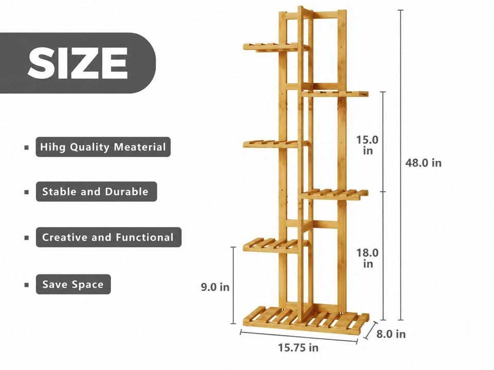 Brand New In Box 6-Tier Bamboo Plant Stand - photo 2