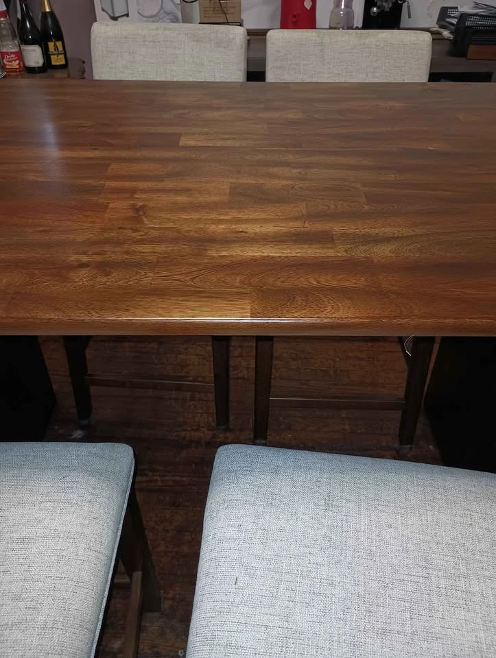 7pc Walnut Table and Upholstered Chairs - photo 4