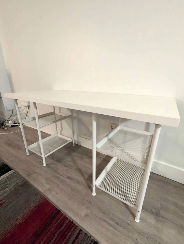 Ikea White Desk with Mesh Shelving