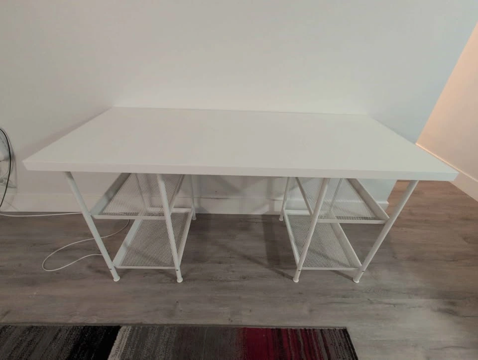 Ikea White Desk with Mesh Shelving - photo 2