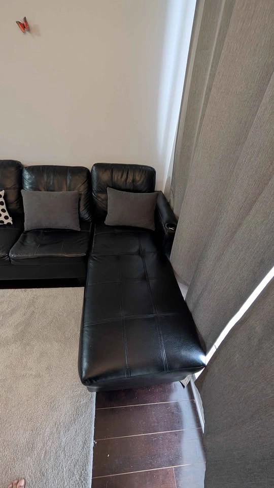 Modern Black L-Shape Sectional Couch – Comfortable & Spacious - photo 2