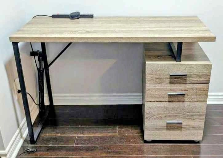 Modern Industrial Writing Desk with 3 Drawers