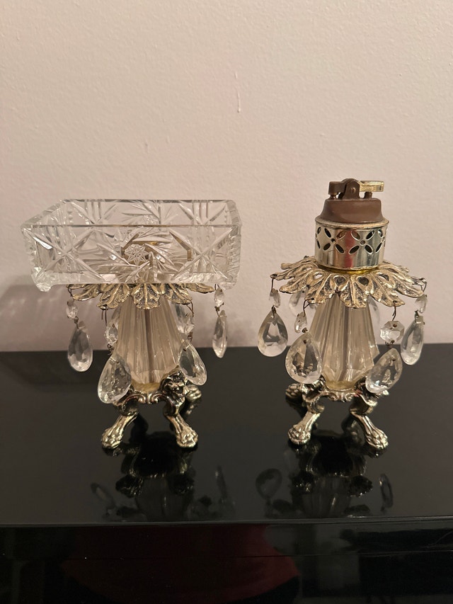 Vintage Hollywood Regency style smoking set