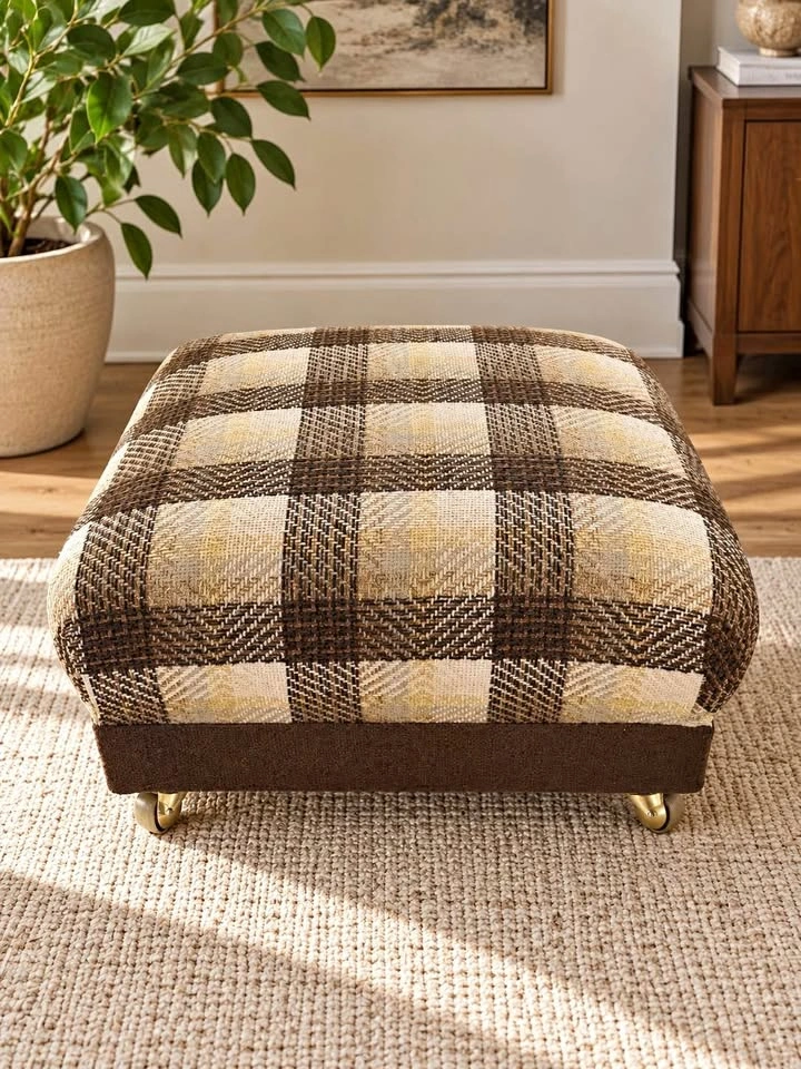 Large Rolling Retro-Style Ottoman / Footstool