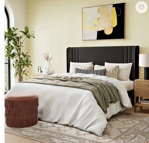 Full Size Velvet Upholstery Bed with Adjustable Headboard