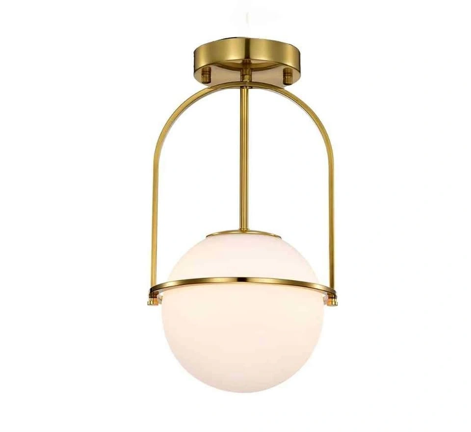 MCM Gold Globe Semi Flush Mount Ceiling Light