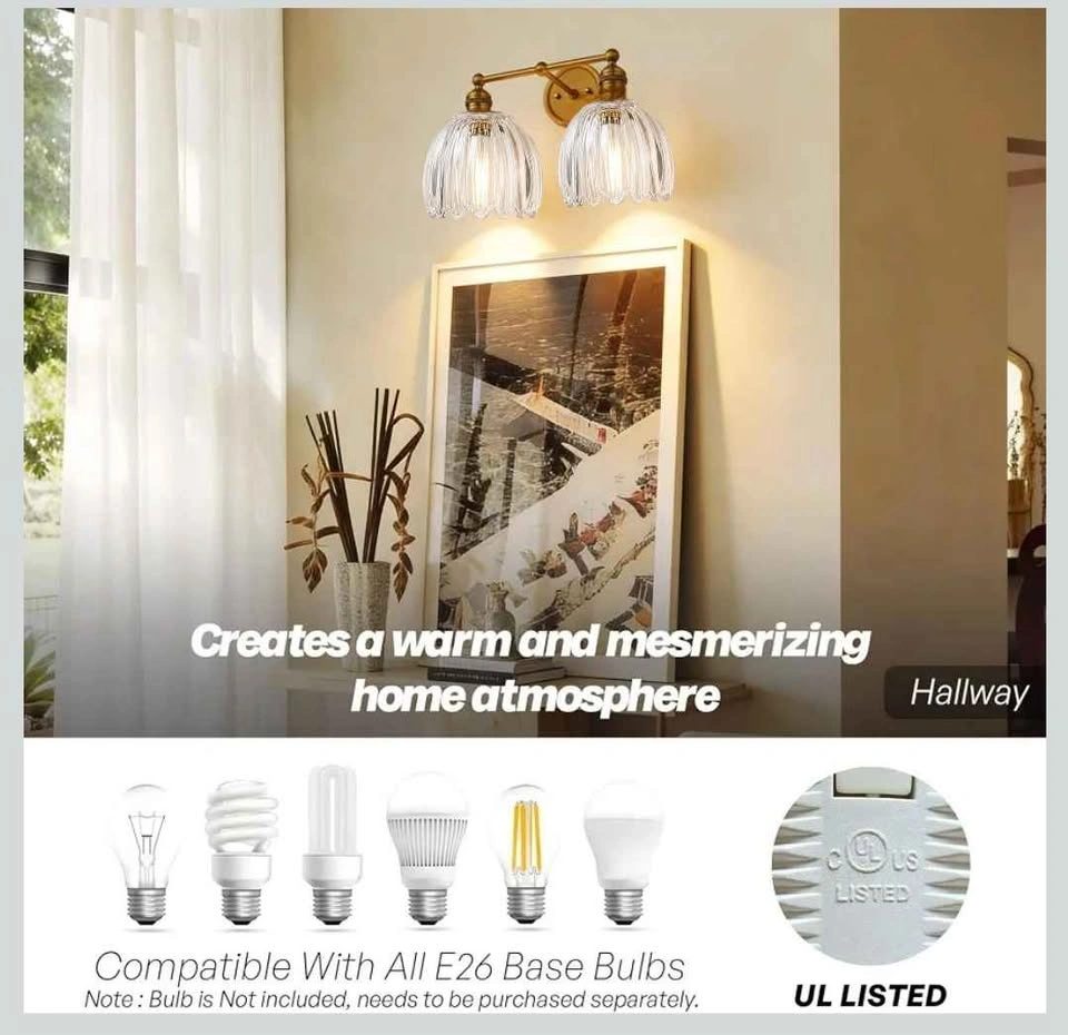 Vintage 2-Light Gold Bathroom Light Fixtures - photo 2