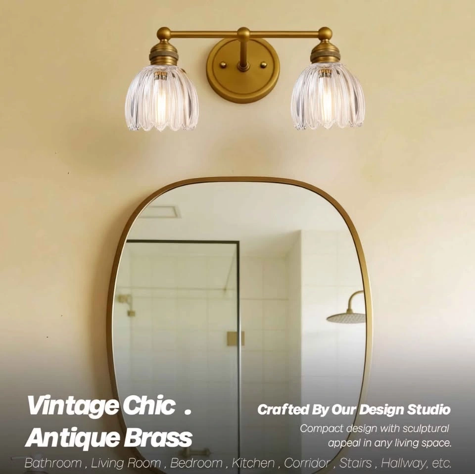 Vintage 2-Light Gold Bathroom Light Fixtures - photo 3