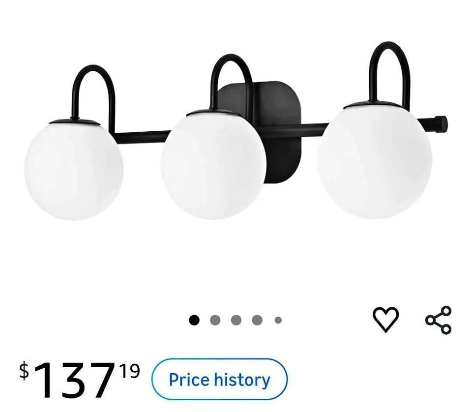 Modern 3-Light Vanity Light with Milk White Glass Globes