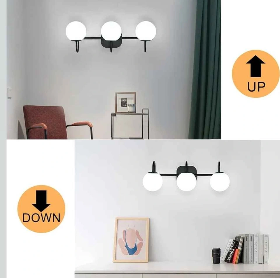 Modern 3-Light Vanity Light with Milk White Glass Globes - photo 2