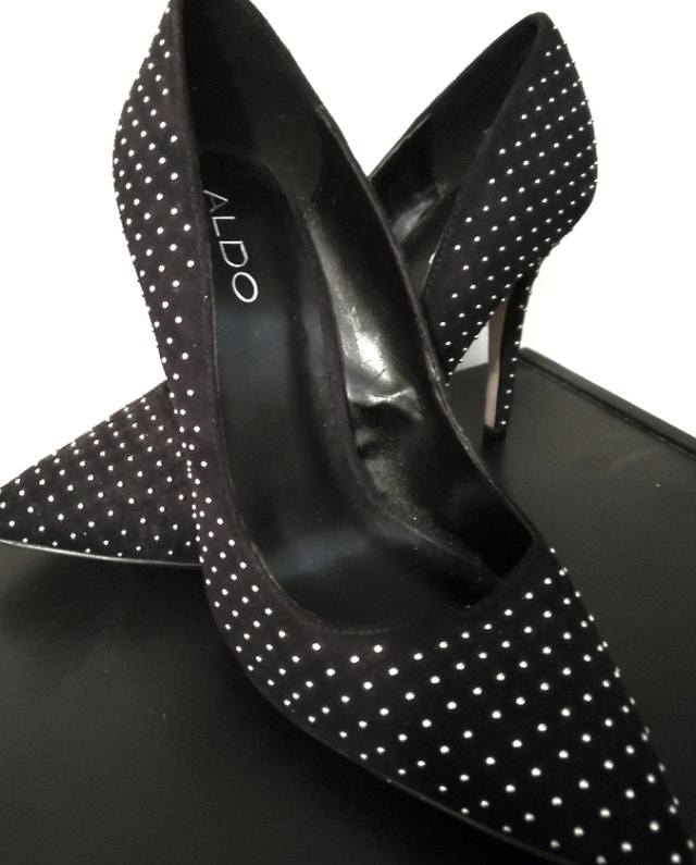 Rhinestone detailed Black Heels