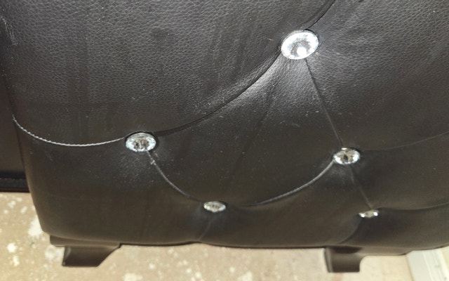 Black Leather Padded Night Stand with Crystal Jewel Detailing - photo 2