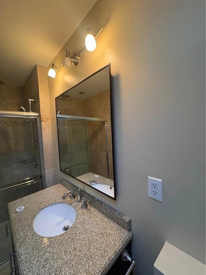Large Black Framed Bathroom Mirror 35.5inches square - photo 2