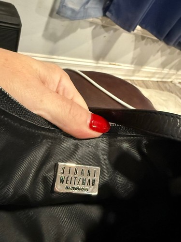 Stuart Weitzman Black Leather Beaded Shoulder Bag - photo 2