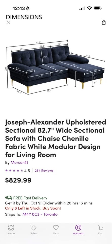 Brand New Sectional couch – Still in Box (Never Used) - photo 3