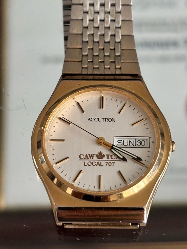 Accutron Watch, gold plated and faded bracelet
