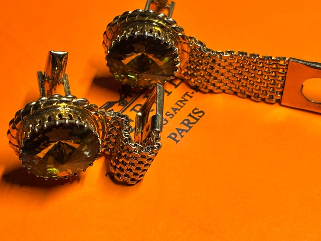 Gold tone and gemstone Cufflinks - photo 3