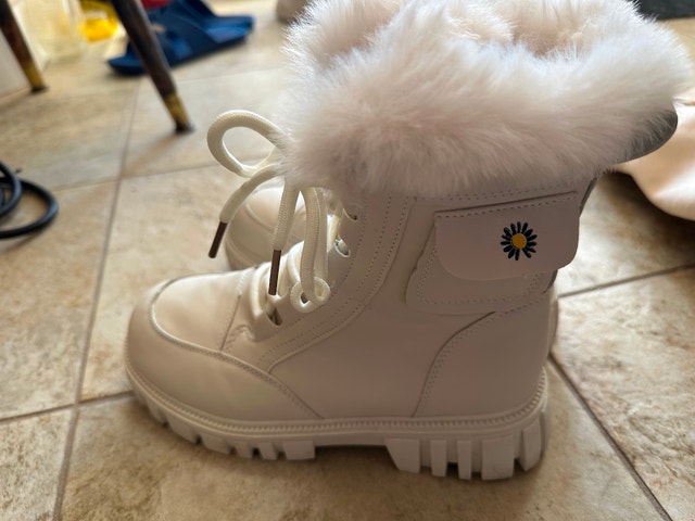 Beige Fluffy Platform Boots - photo 3