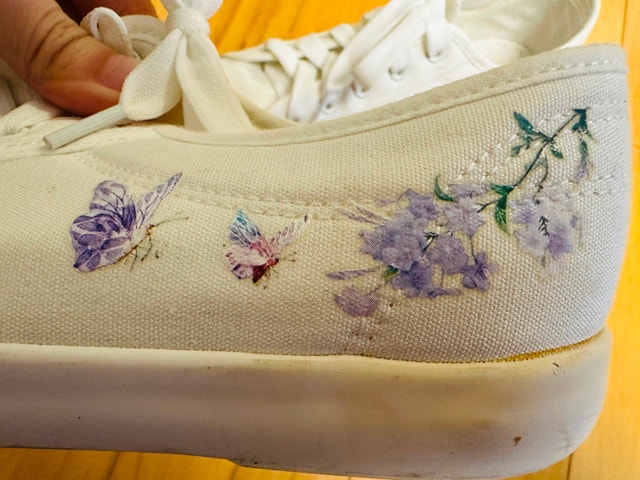 Unique White Canvas Shoes with Butterfly Print - photo 2