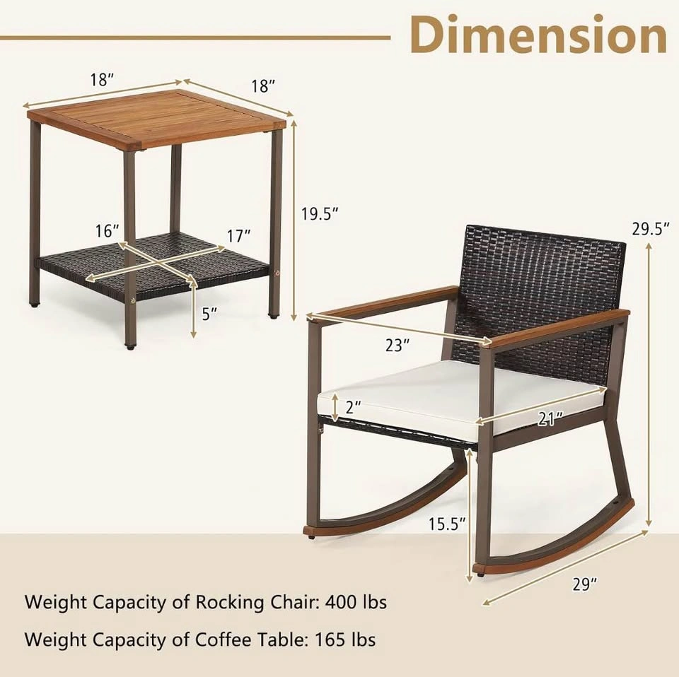 Outdoor bistro set - 2 rocking chairs and side table - photo 5