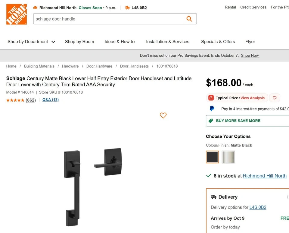 Nearly New Schlage Matte Black Exterior Entry Door Handleset - photo 4