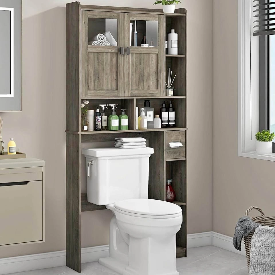 NEW Grey Over The Toilet Storage Bathroom Cabinet