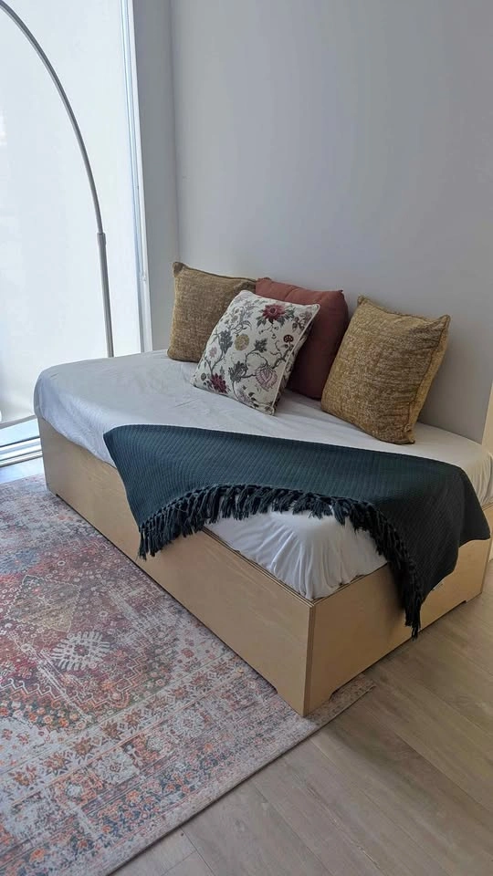 Custom-Made Wood Daybed / Sofa Bed with Mattress