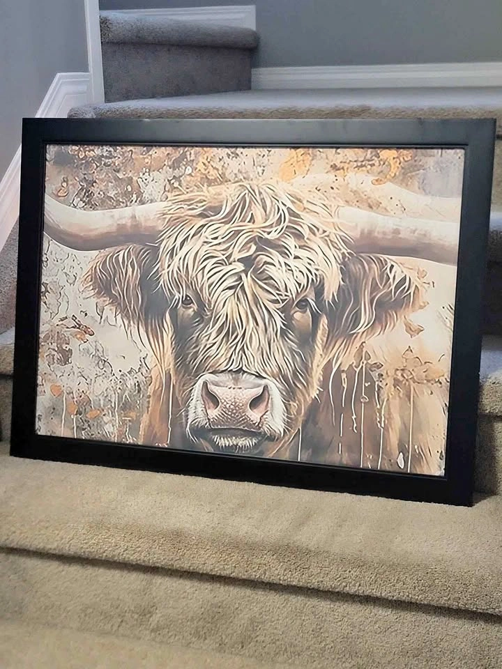 Large Framed Highland Cow Wall Art