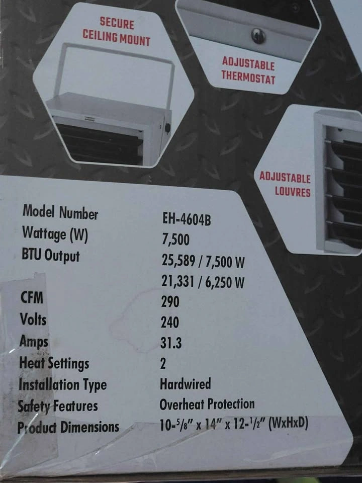 Thermo Sphere 7,500 W 240 V Ceiling Garage Heater - photo 2