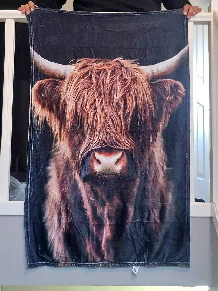 Highland Cow Fleece Throw Blanket