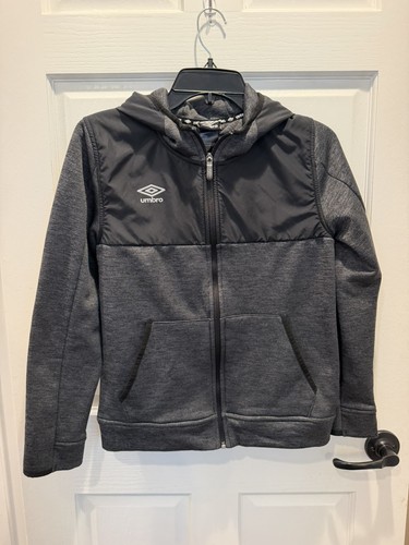 Umbro Hoodie Boys LG 12/14 Youth Gray Sweatshirt Full Zip